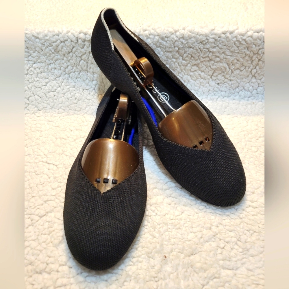 Rothy's Flats - Black with White Halo, size 11